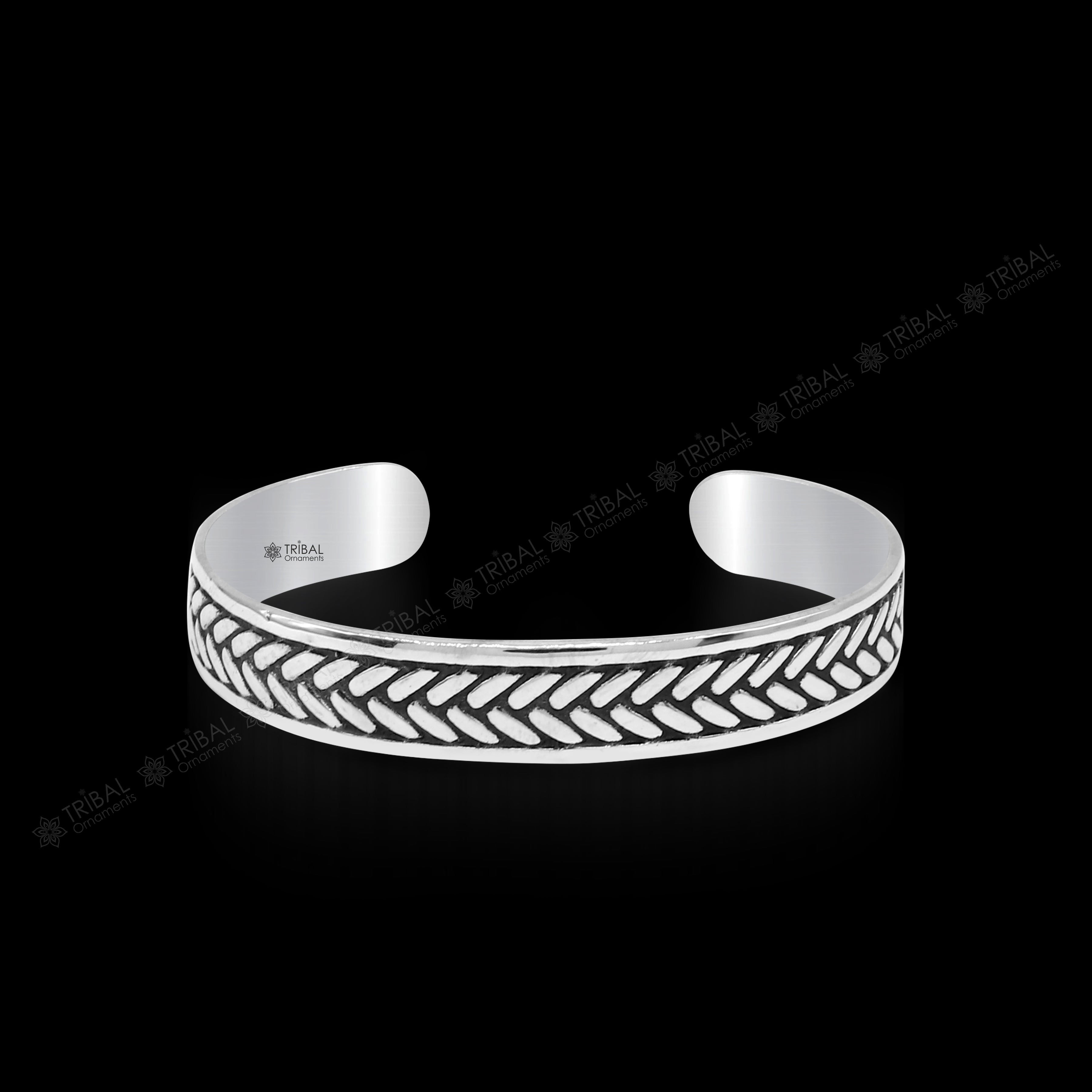 925 sterling silver Tiger design bangle cuff bracelet easy to