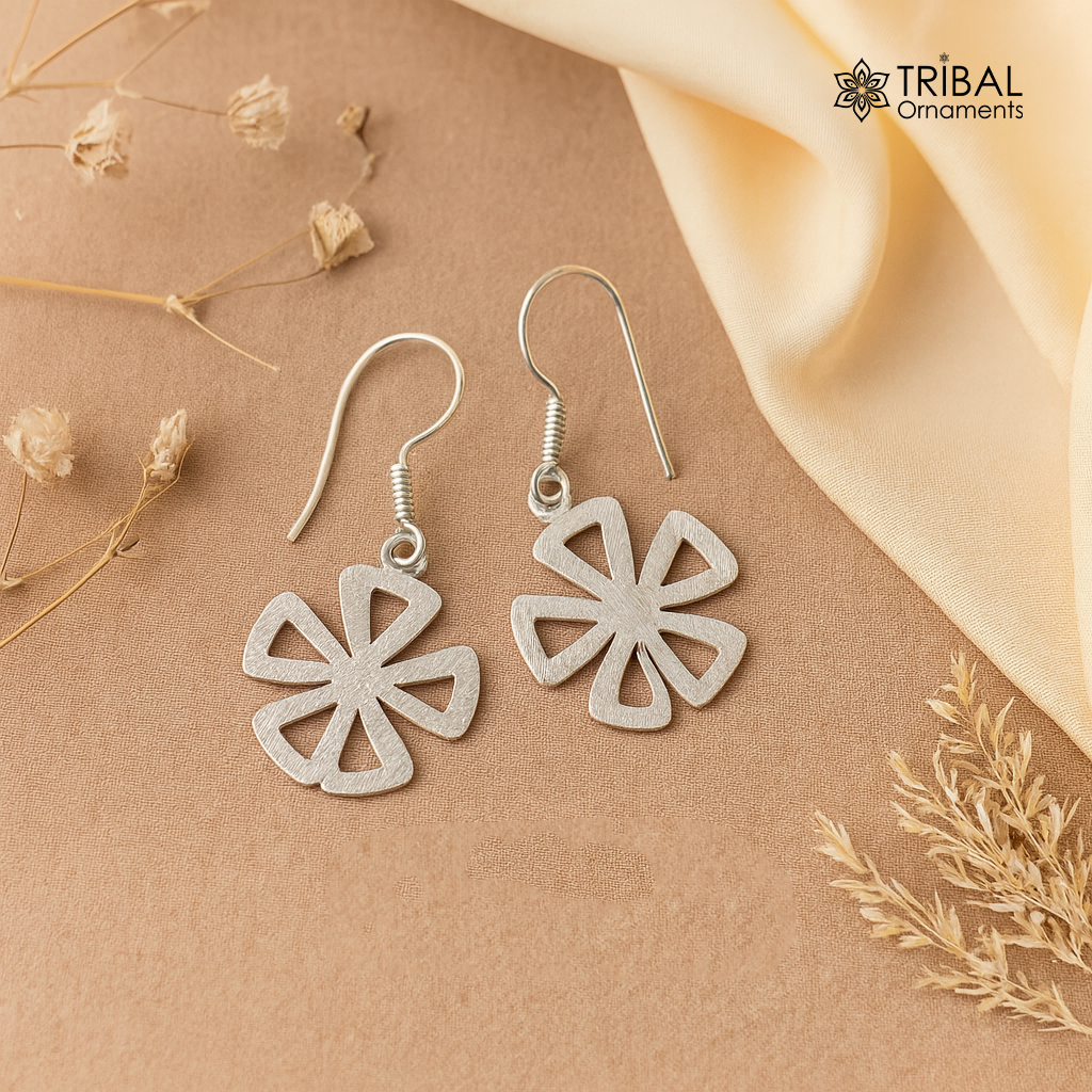 Awesome stylish modern 925 solid sterling silver fancy hoops earrings tribal belly dance jewelry from rajasthan india daily use jewelry s416 - TRIBAL ORNAMENTS