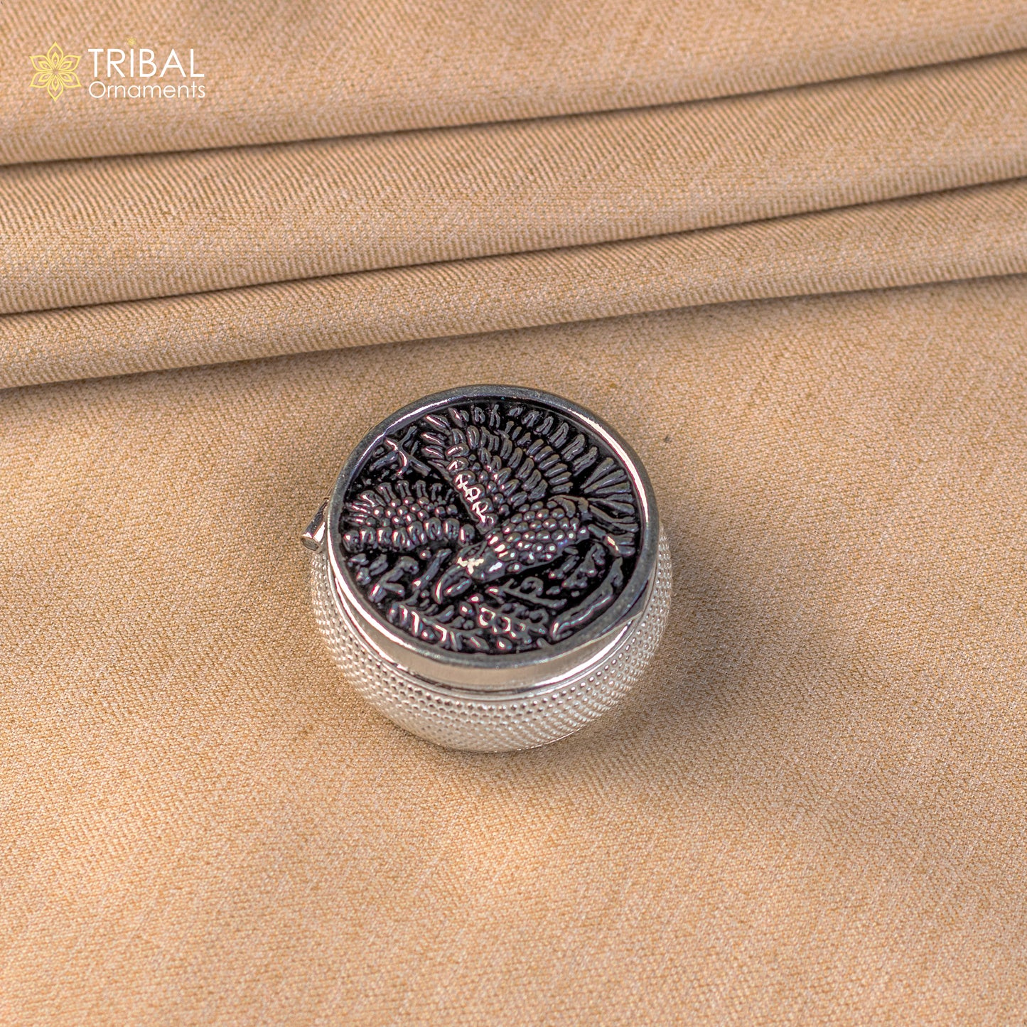 Eagle design 925 sterling silver handmade trinket box, eye kajal box, container box, kumkum box, sindur box, best brides gift stb813 - TRIBAL ORNAMENTS