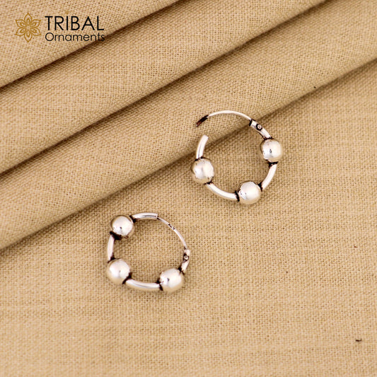 Exclusive new fancy stylish small  925 sterling silver handmade hoops earrings bali ,pretty gifting bali tribal jewelry india s1216 - TRIBAL ORNAMENTS