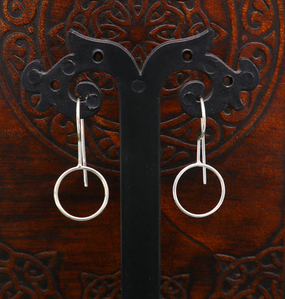 Sterling silver circle hoops earrings from Tribal Ornaments, shiny finish, perfect for brides and gifting, from India.