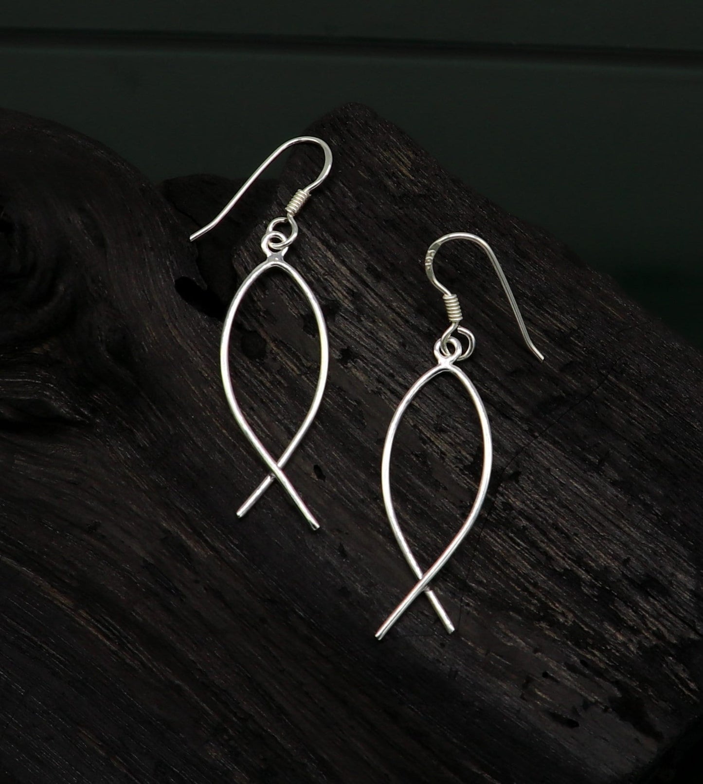 Fabulous Fish shape designer 925 sterling silver hoop earring, excellent light weight earring brides made customized gifting jewelry ear638 - TRIBAL ORNAMENTS