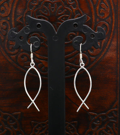 Fabulous fish-shaped designer 925 sterling silver hoop earring by TRIBAL ORNAMENTS, lightweight jewelry perfect for brides or gifting.