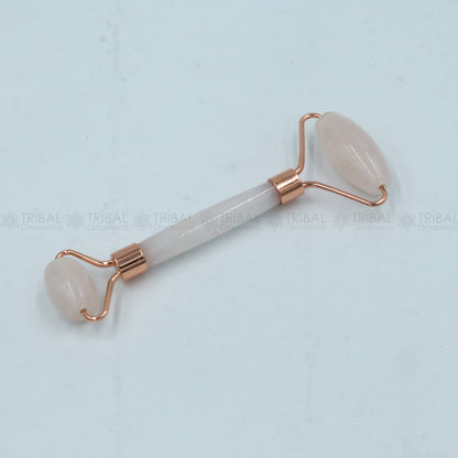 Facial Massage Roller handmade rose quartz roller Facial Massage Roller for Body, Face, Neck, Eyes art797 - TRIBAL ORNAMENTS