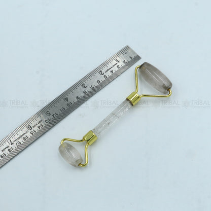 Handmade sphatic stone facial massage roller by TRIBAL ORNAMENTS, for face, neck, eyes, and body relaxation and skincare.