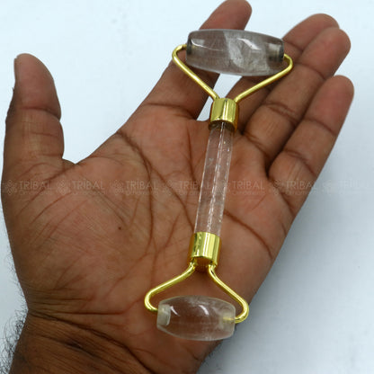 Handmade sphatic stone facial massage roller by TRIBAL ORNAMENTS for face, neck, eyes, and body massage therapy.
