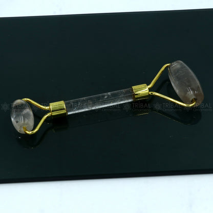 Handmade sphatic stone facial massage roller by TRIBAL ORNAMENTS for face, neck, eyes, and body massage.