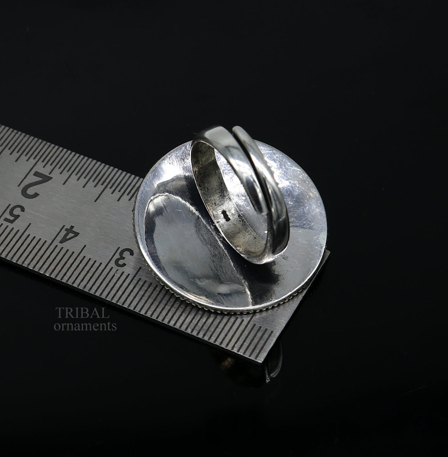 floral design 925 sterling solid silver fabulous craftsmanship vintage design tribal adjustable ring band for women Rajasthan India ring495 - TRIBAL ORNAMENTS