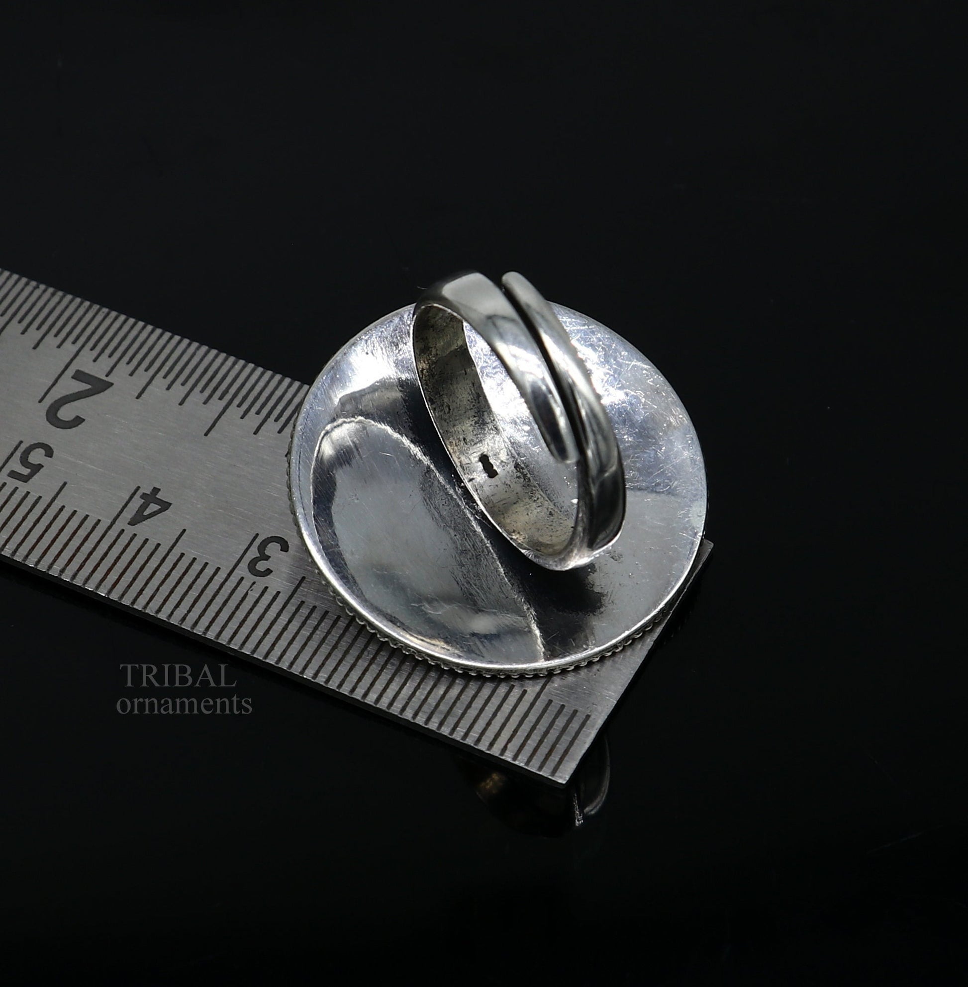 floral design 925 sterling solid silver fabulous craftsmanship vintage design tribal adjustable ring band for women Rajasthan India ring495 - TRIBAL ORNAMENTS