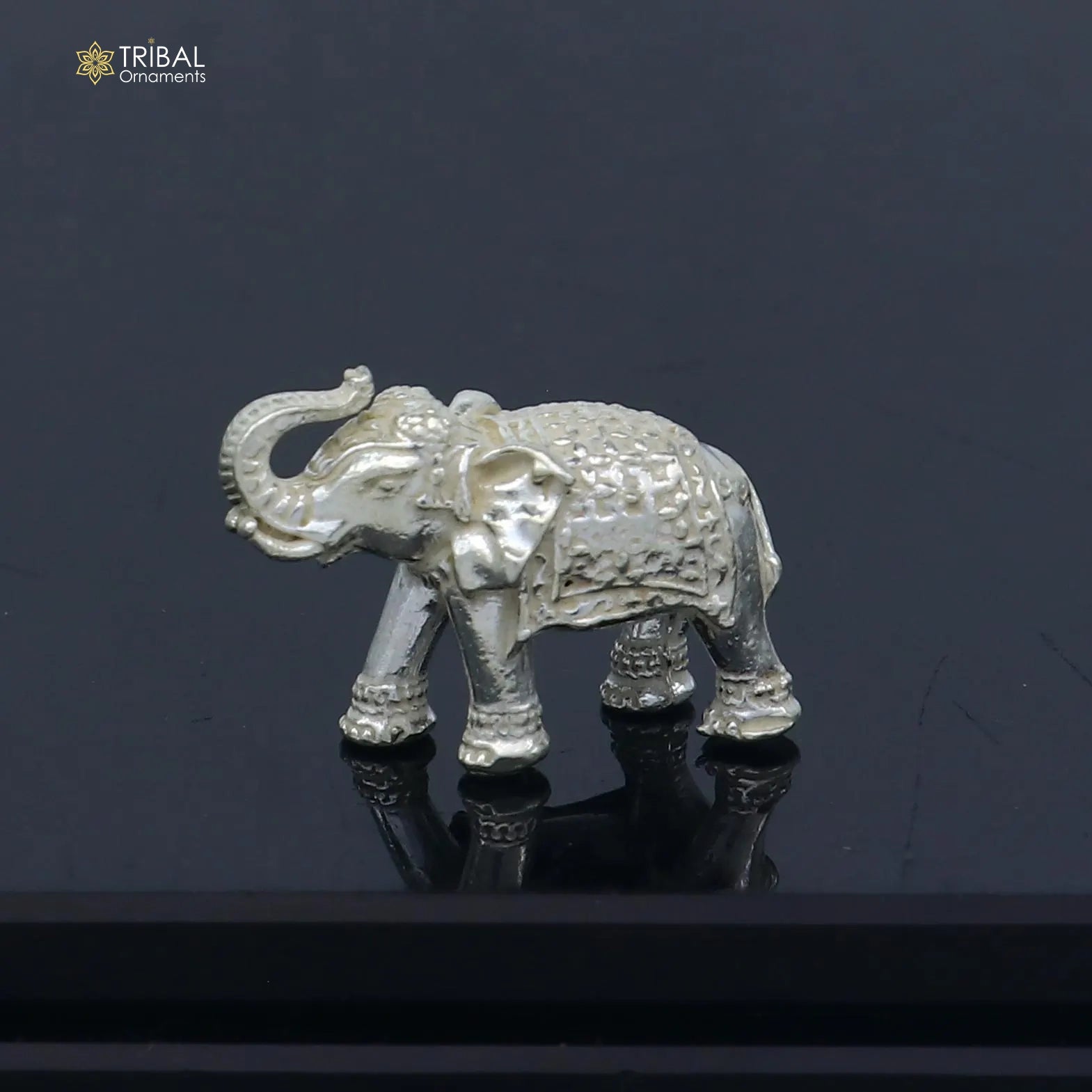 Fully solid 925 Sterling silver Elephant statue/ figurine sculpture, best gifting or puja article figurine for wealth and prosperity art792 - TRIBAL ORNAMENTS