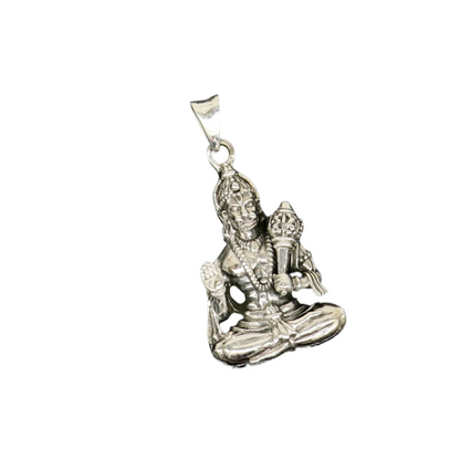 Sterling silver Bajarangbali pendant featuring handmade Lord Hanuman idol, crafted by TRIBAL ORNAMENTS, perfect for jewelry gifting.