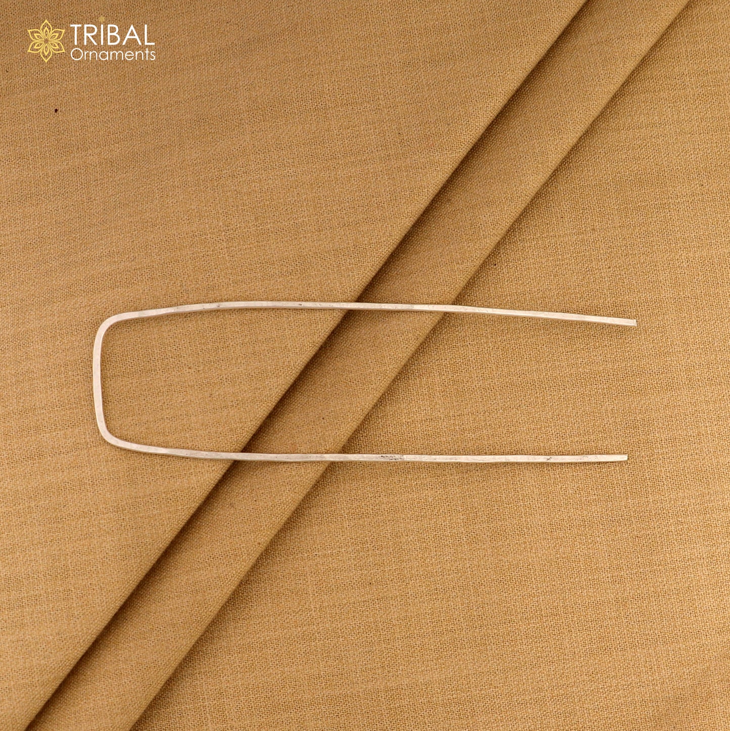 Hammered style silver hair pin solid 925  plain sticks hair jewelry su1363 - TRIBAL ORNAMENTS