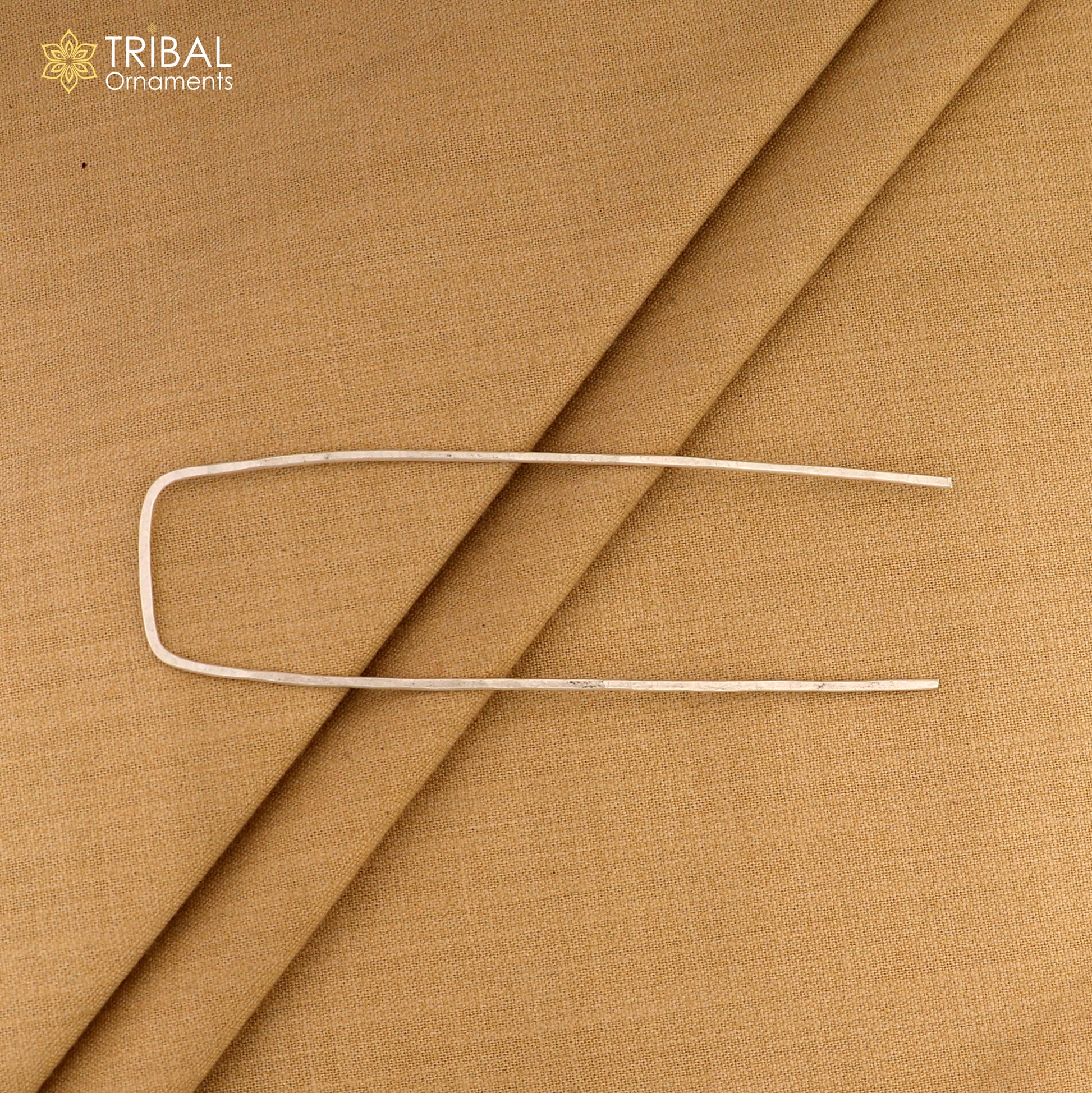 Hammered style silver hair pin solid 925  plain sticks hair jewelry su1363 - TRIBAL ORNAMENTS