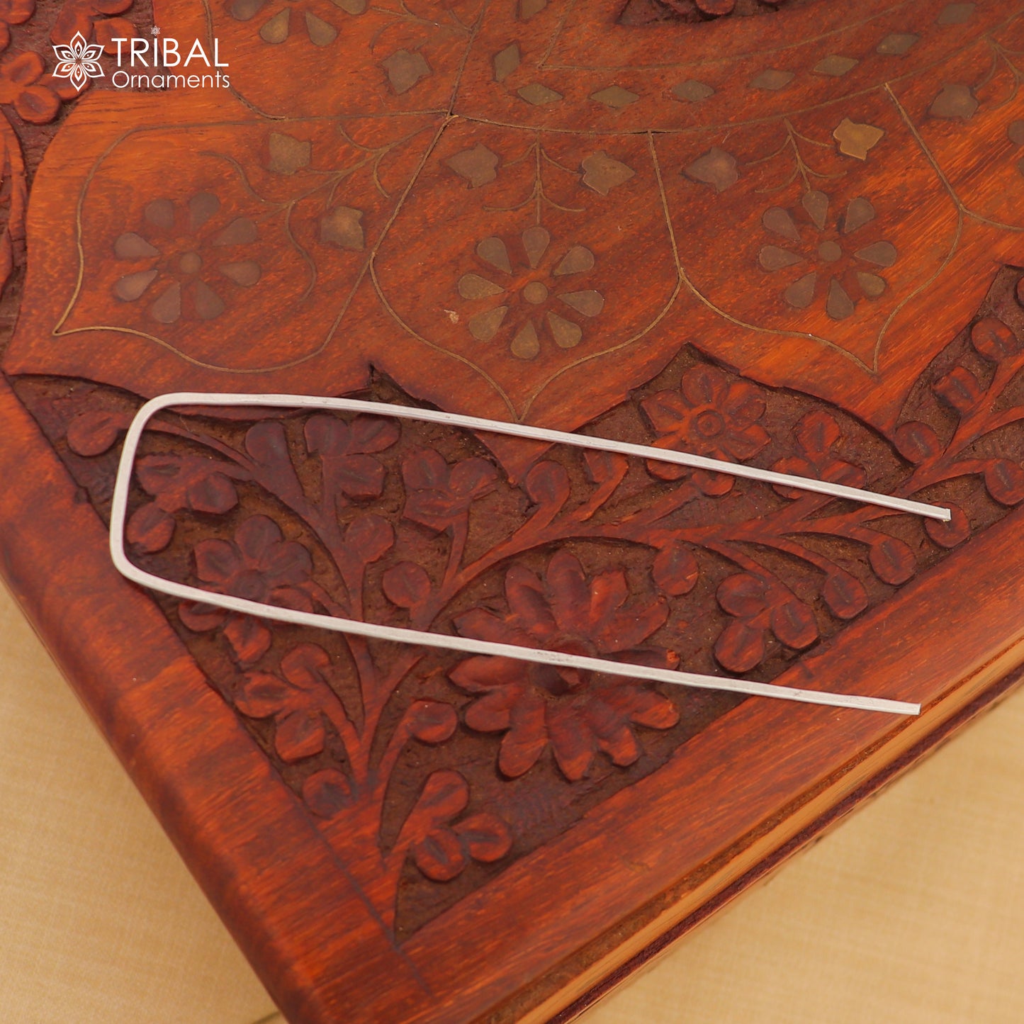 Hammered style silver hair pin solid 925  plain sticks hair jewelry su1363 - TRIBAL ORNAMENTS