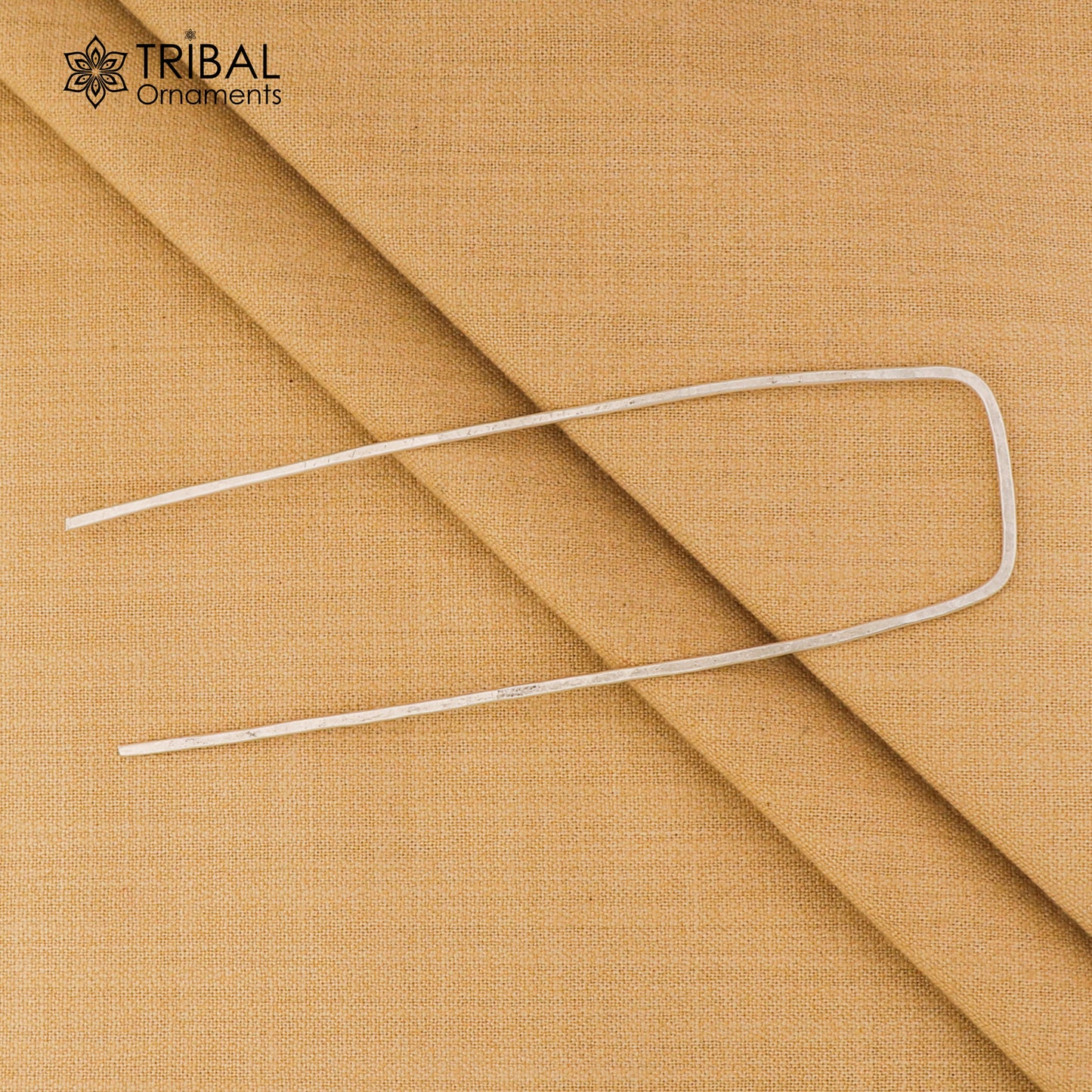 Hammered style silver hair pin solid 925  plain sticks hair jewelry su1363 - TRIBAL ORNAMENTS