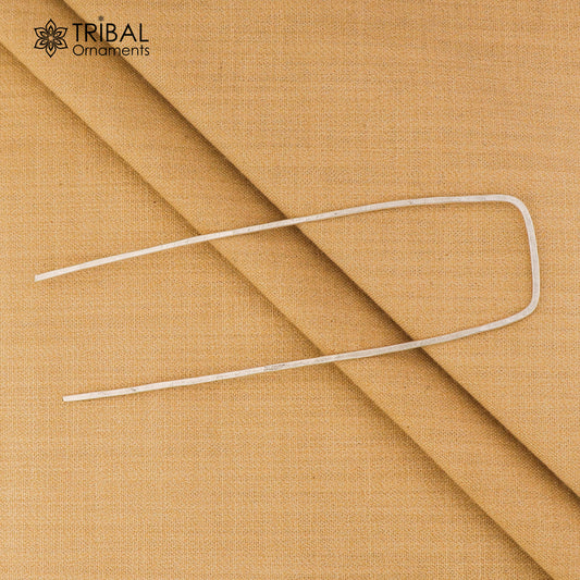 Hammered style silver hair pin solid 925  plain sticks hair jewelry su1363 - TRIBAL ORNAMENTS