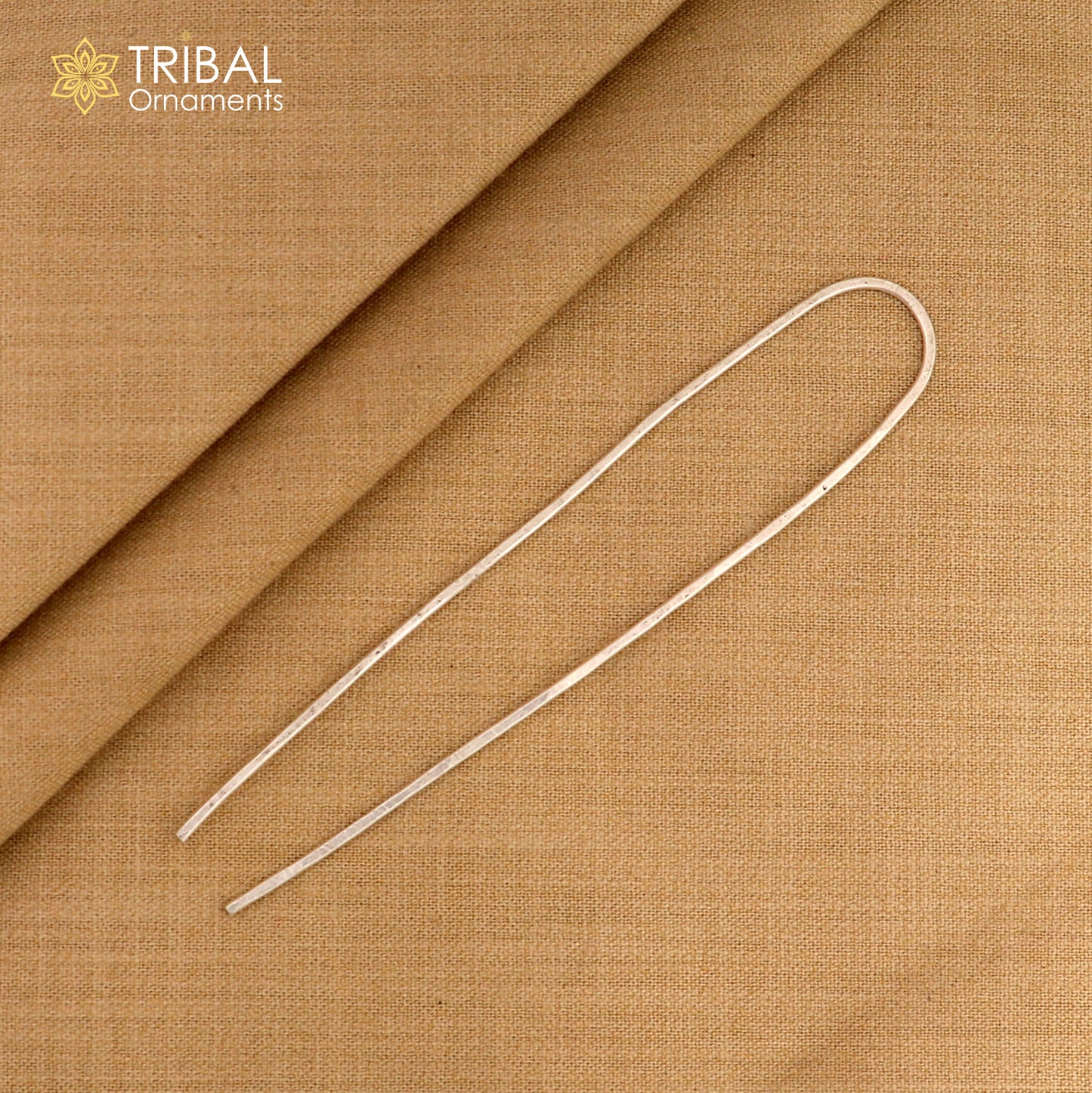 Hammered style silver hair pin solid 925  plain sticks hair jewelry su1364 - TRIBAL ORNAMENTS