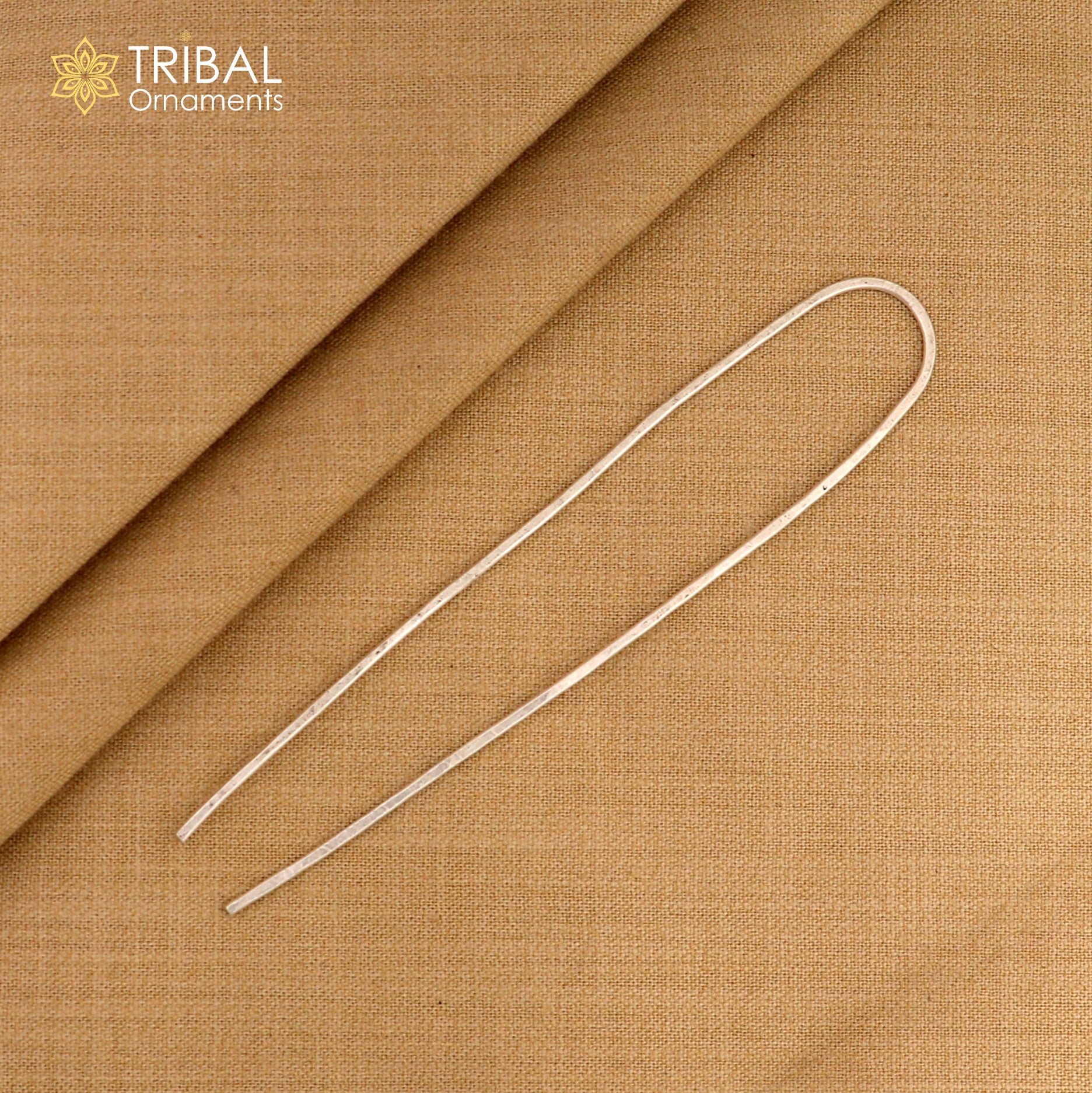 Hammered style silver hair pin solid 925  plain sticks hair jewelry su1364 - TRIBAL ORNAMENTS