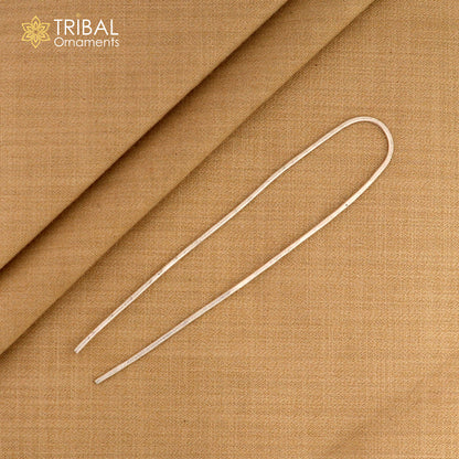 Hammered style silver hair pin made of solid 925 sterling silver with plain sticks, elegant hair jewelry by TRIBAL ORNAMENTS.
