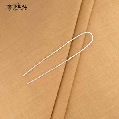 Hammered silver hair pin with plain sticks, solid 925 sterling silver hair jewelry by Tribal Ornaments, stylish hair accessory.