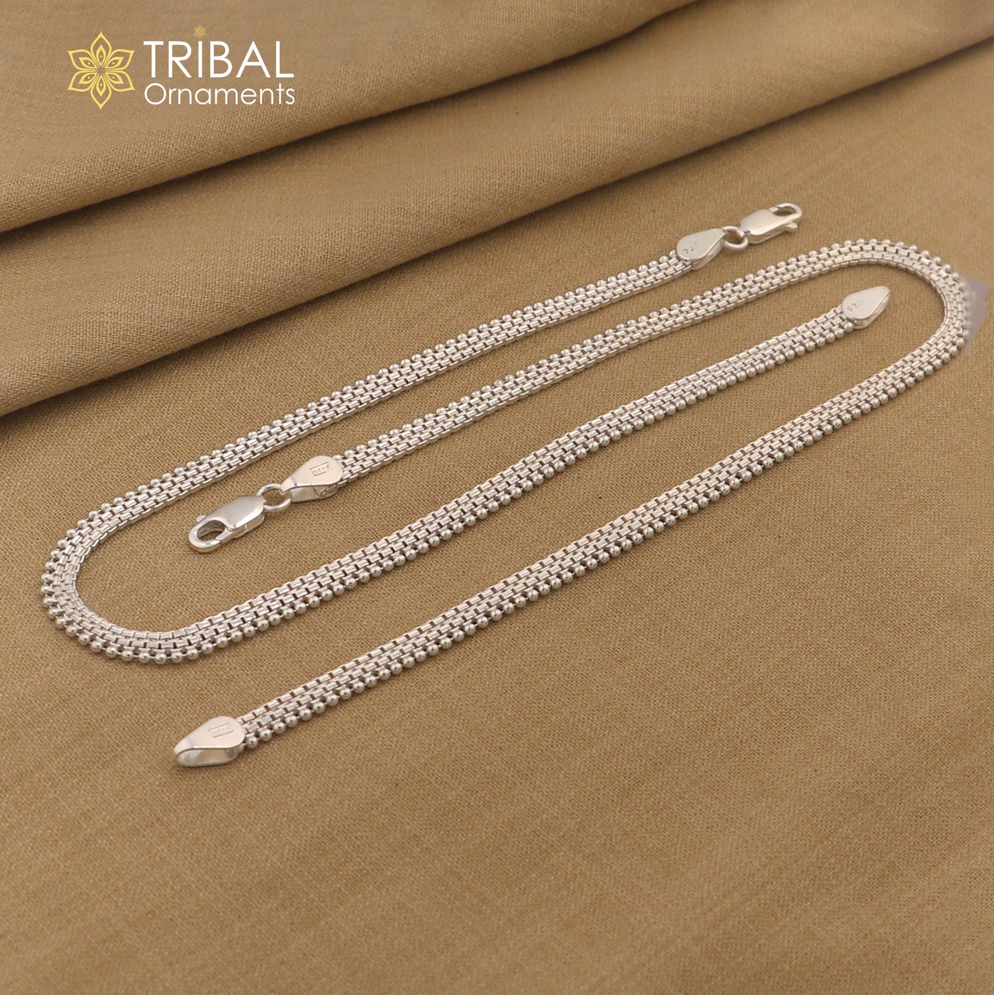 Handmade 4MM chain 925 sterling silver ankle bracelet, silver anklets, foot bracelet amazing belly dance jewelry gift her ank606 - TRIBAL ORNAMENTS