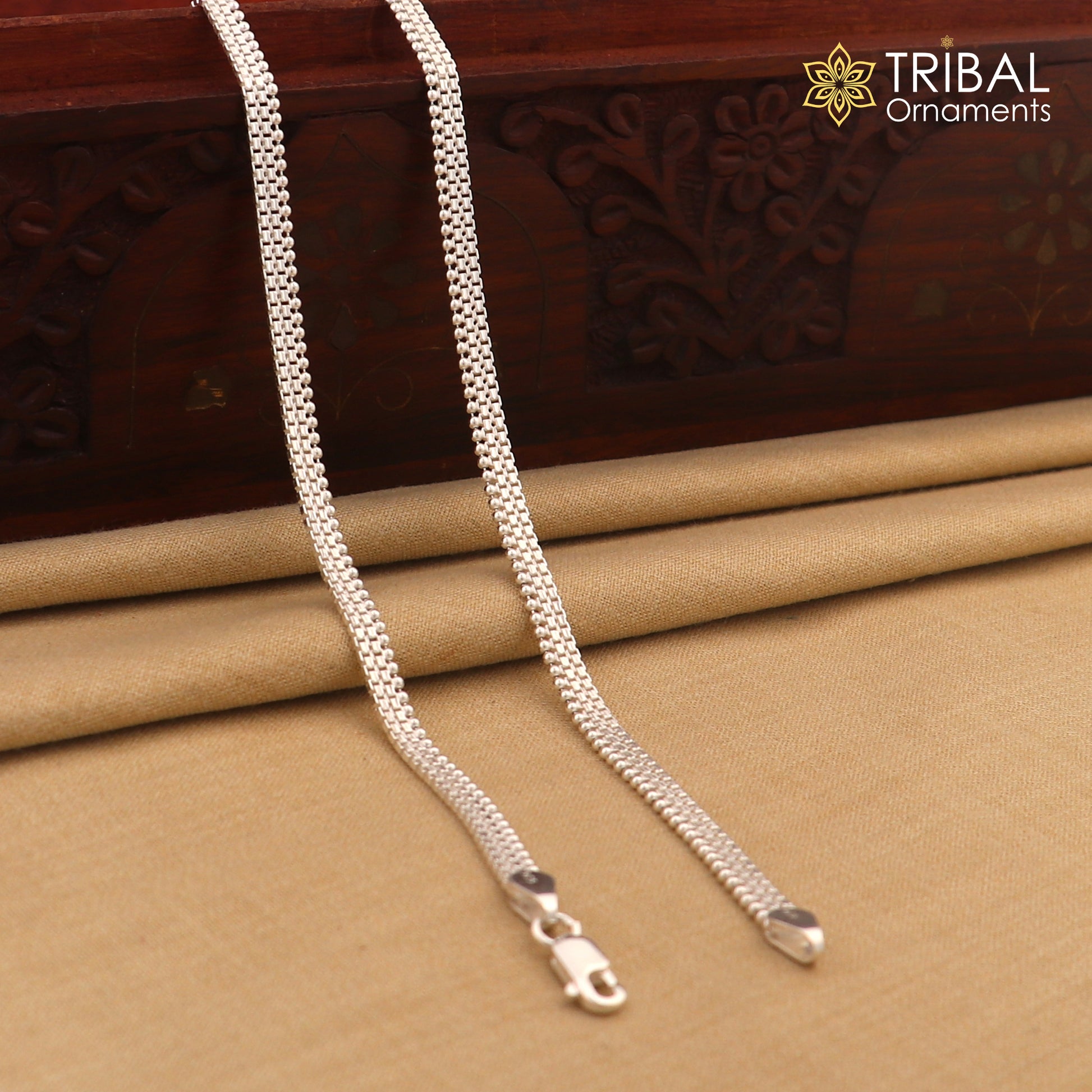 Handmade 4MM chain 925 sterling silver ankle bracelet, silver anklets, foot bracelet amazing belly dance jewelry gift her ank606 - TRIBAL ORNAMENTS