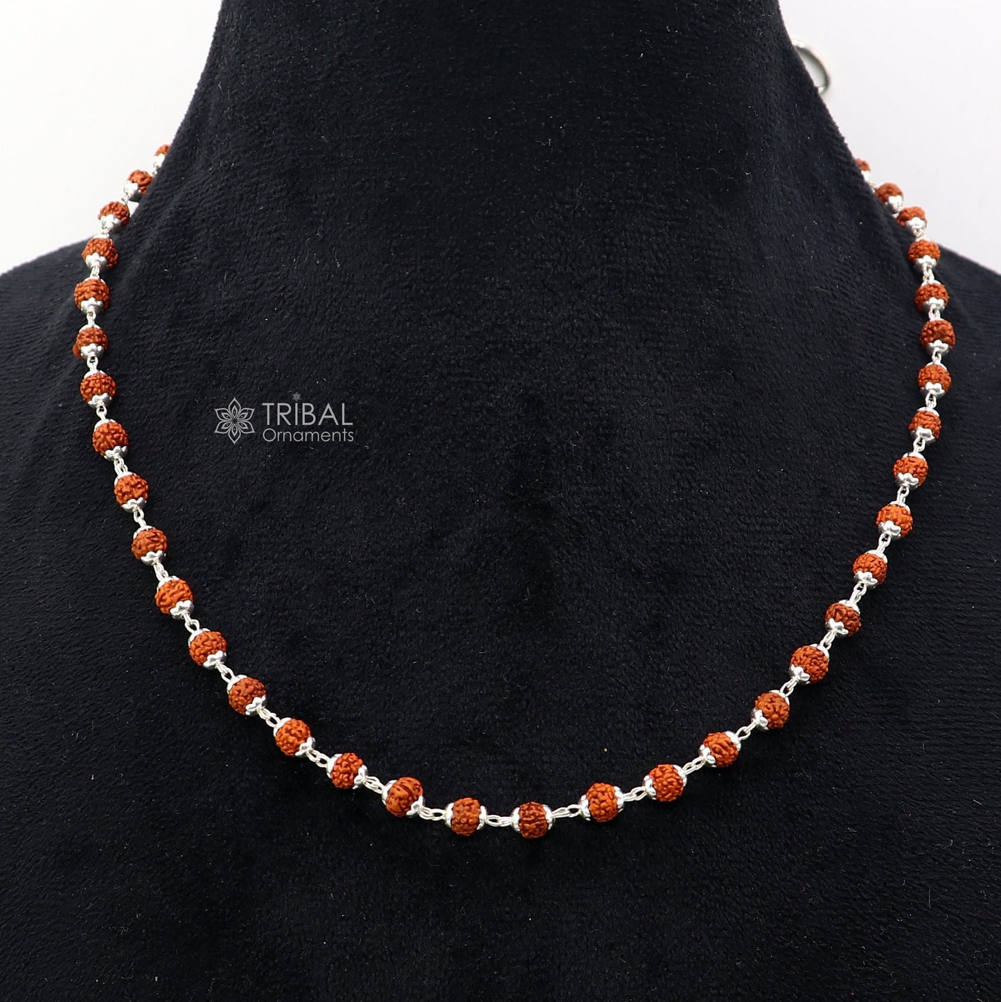 Handmade 925 Sterling silver gorgeous natural Rudraksh beads 24 long necklace ch597 - TRIBAL ORNAMENTS