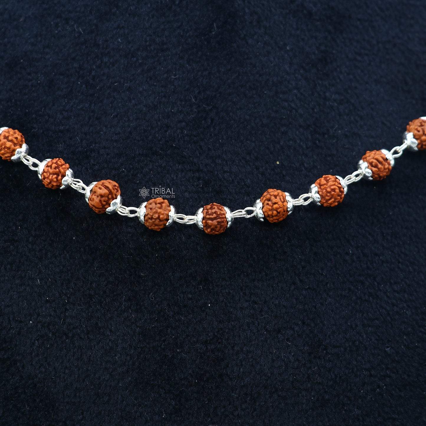 Handmade 925 Sterling silver gorgeous natural Rudraksh beads 24 long necklace ch597 - TRIBAL ORNAMENTS