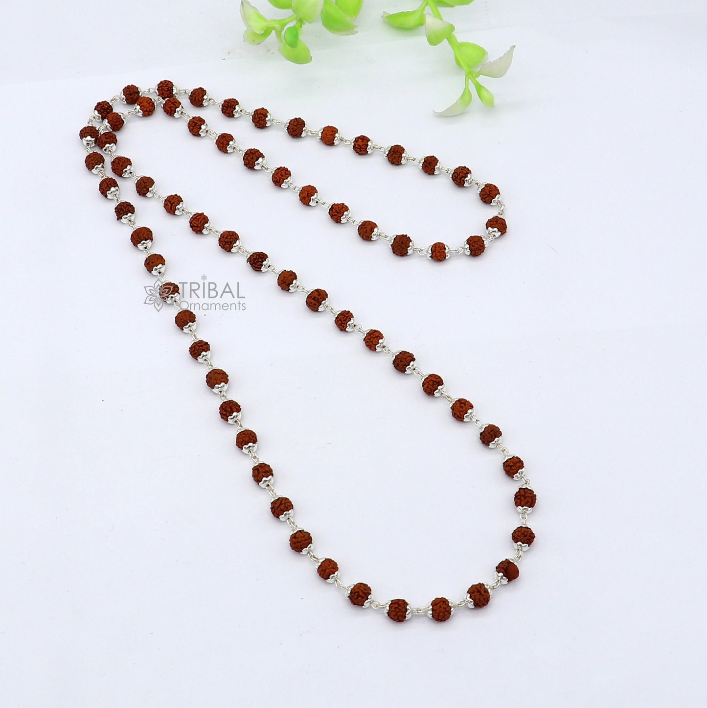 Handmade 925 Sterling silver gorgeous natural Rudraksh beads 24 long necklace ch597 - TRIBAL ORNAMENTS