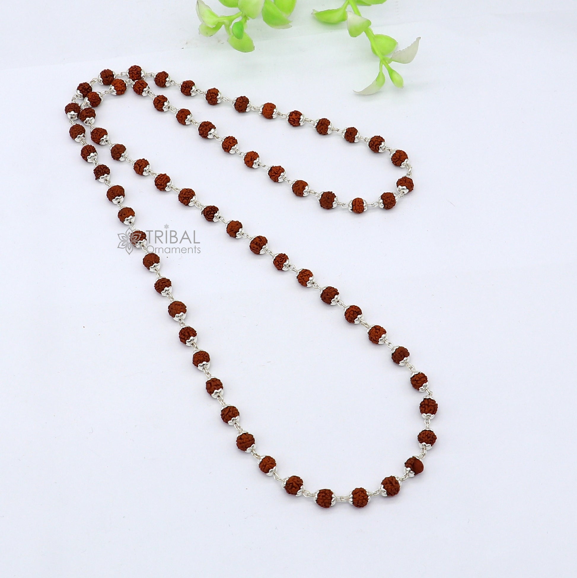 Handmade 925 Sterling silver gorgeous natural Rudraksh beads 24 long necklace ch597 - TRIBAL ORNAMENTS