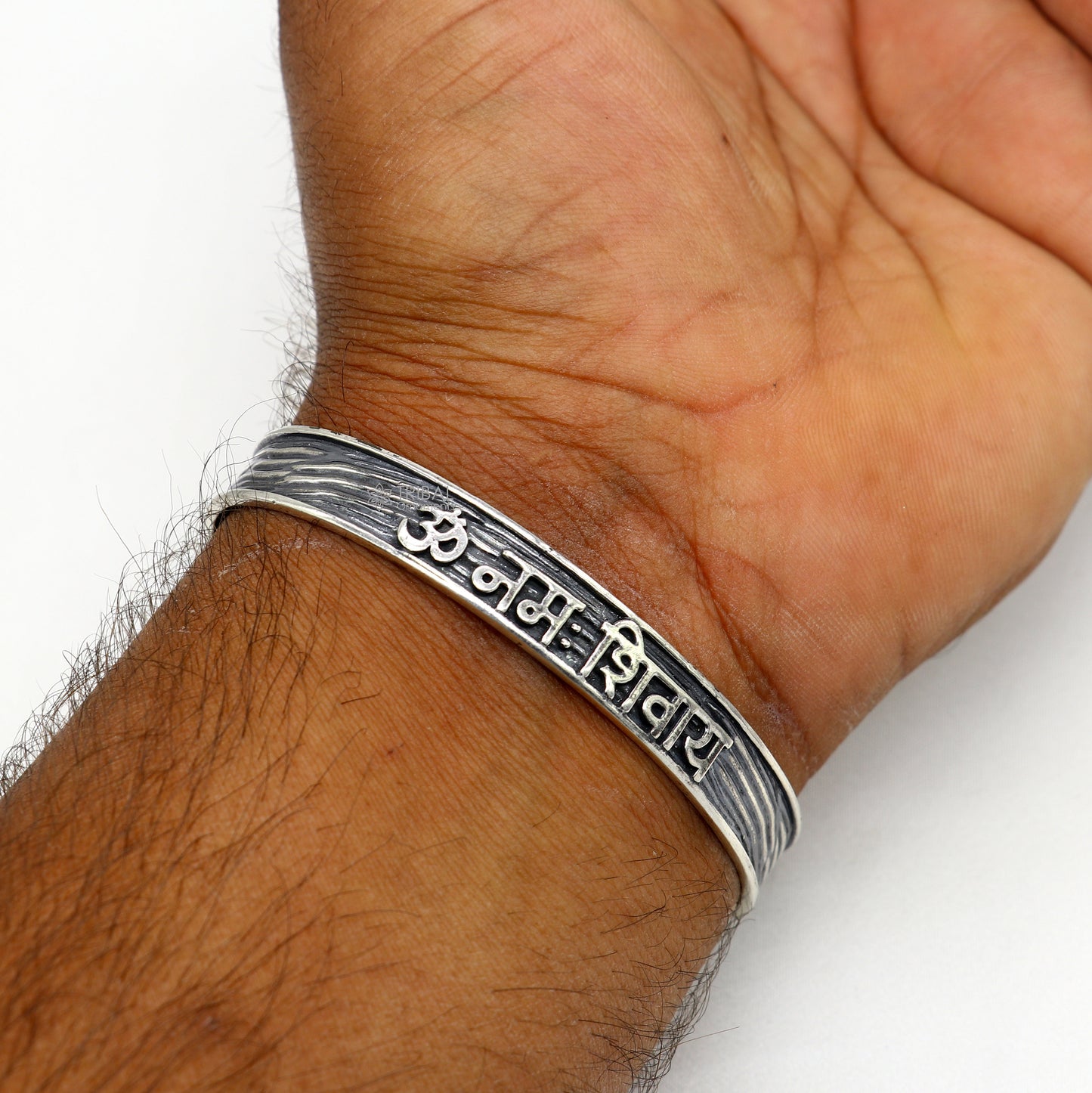 Handmade 925 Sterling silver Lord Shiva mantra bracelet "Aum Namah Shivay "Adjustable cuff kada bangle for mens and girls cuff228 - TRIBAL ORNAMENTS