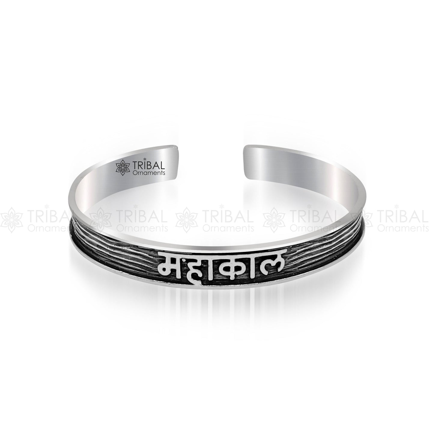 Handmade 925 Sterling silver Lord Shiva mantra bracelet "MAHAKAAL "Adjustable cuff kada bangle for mens and girls cuff237 - TRIBAL ORNAMENTS