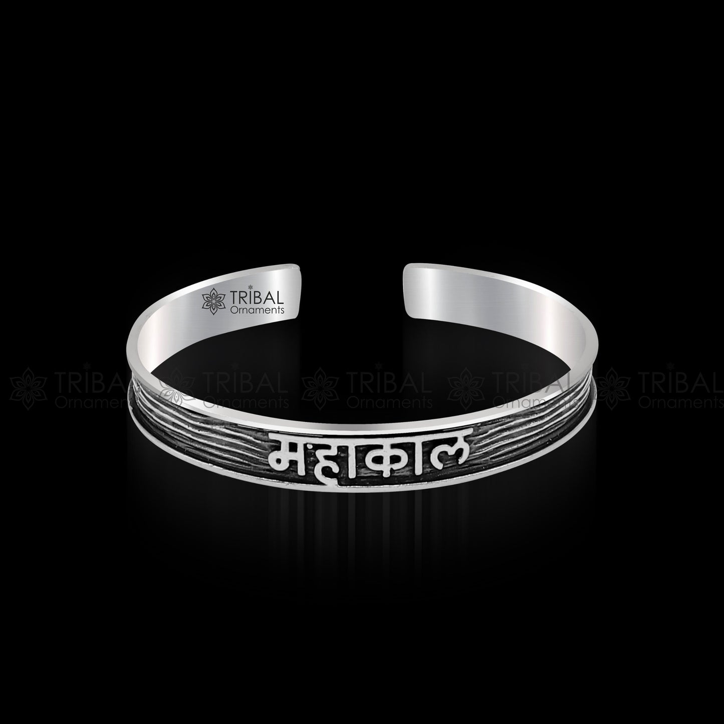 Handmade 925 Sterling silver Lord Shiva mantra bracelet "MAHAKAAL "Adjustable cuff kada bangle for mens and girls cuff237 - TRIBAL ORNAMENTS