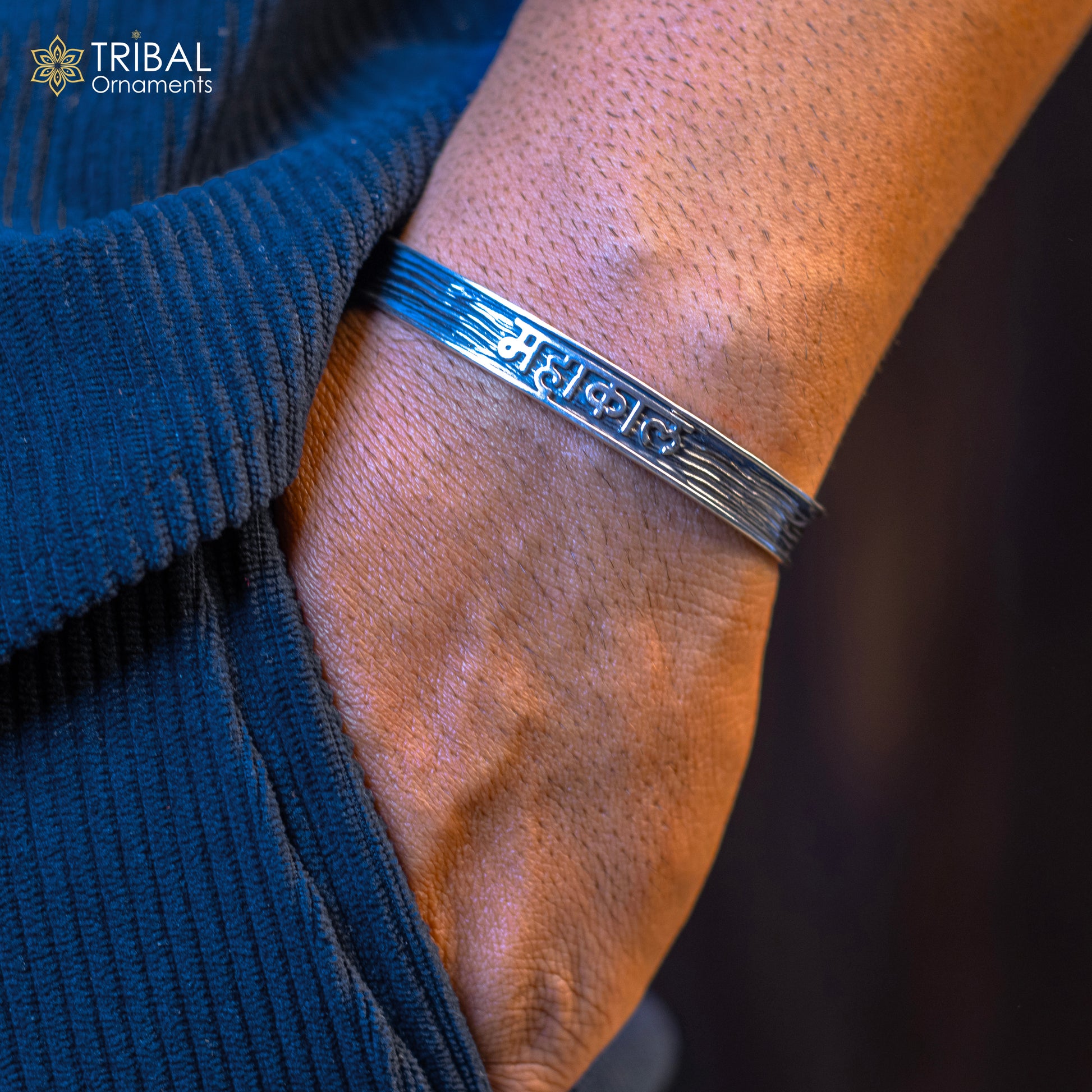 Handmade 925 Sterling silver Lord Shiva mantra bracelet "MAHAKAAL "Adjustable cuff kada bangle for mens and girls cuff237 - TRIBAL ORNAMENTS