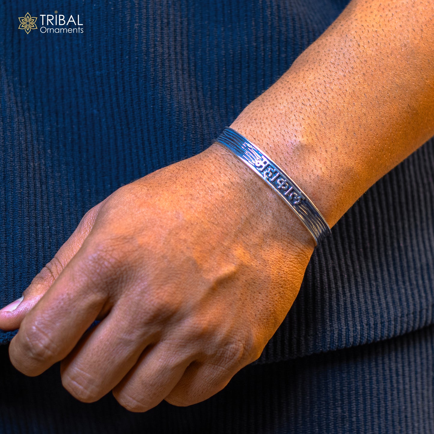 Handmade 925 Sterling silver Lord Shiva mantra bracelet "MAHAKAAL "Adjustable cuff kada bangle for mens and girls cuff237 - TRIBAL ORNAMENTS