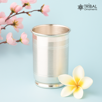 Handmade 999 fine silver vessels, water/milk Glass tumbler, silver flask, baby kids silver utensils for stay healthy from bacteria sv37 - TRIBAL ORNAMENTS