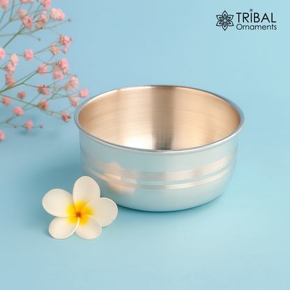 Handmade 999 solid silver baby bowl, excellent silver utensils from india, plain high quality silver vessels, silver kitchen utensils sv06 - TRIBAL ORNAMENTS