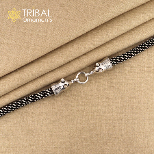 Indian ethnic style divine mushak or mouse design 925 sterling silver 9" men's bracelet jewelry sbr440 - TRIBAL ORNAMENTS