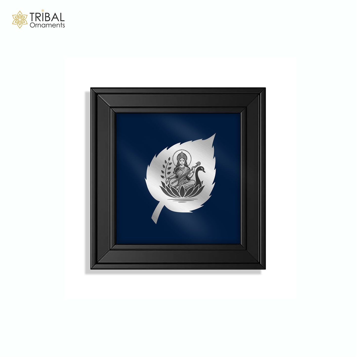 Lord Sarasvati ma silver frame 925 sterling silver light weight gifting article sf31 - TRIBAL ORNAMENTS