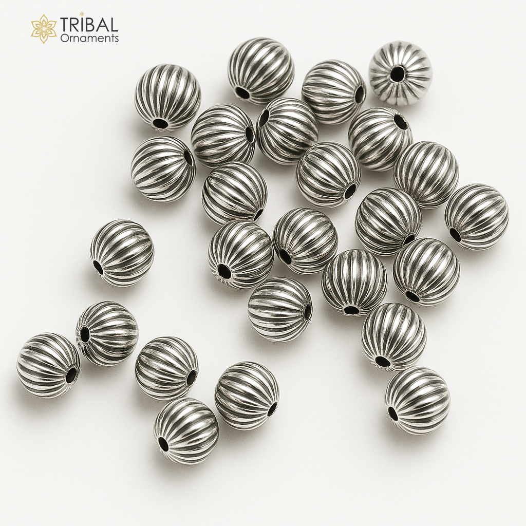 Lot 10 pieces Vintage antique design handmade 925 sterling silver beads loose beads for jewelry making ideas bd04 - TRIBAL ORNAMENTS