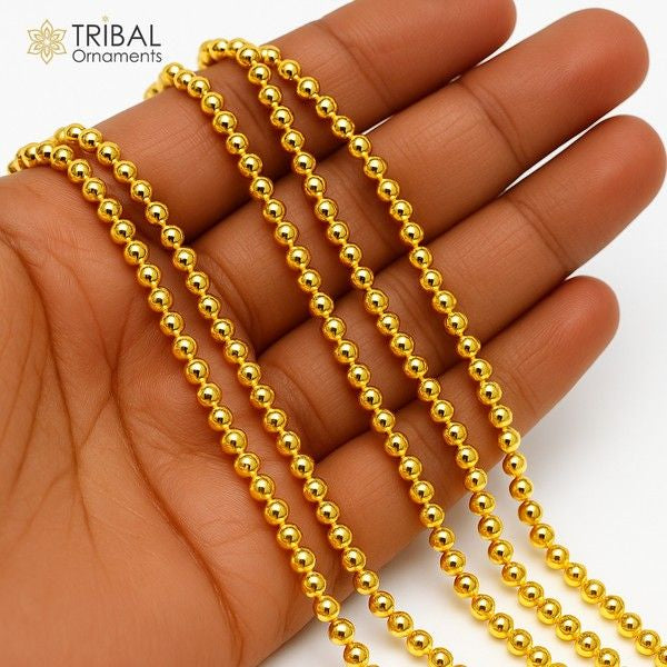 Lot of 20 vintage 3mm 22k yellow gold beads from TRIBAL ORNAMENTS, handmade ethnic designer loose beads for jewelry making.