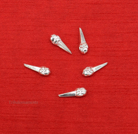 Lot 5 pieces Sterling silver handmade silver dry fruit, silver cloves/ laung nut for puja, best gift idols God, best puja article su440 - TRIBAL ORNAMENTS