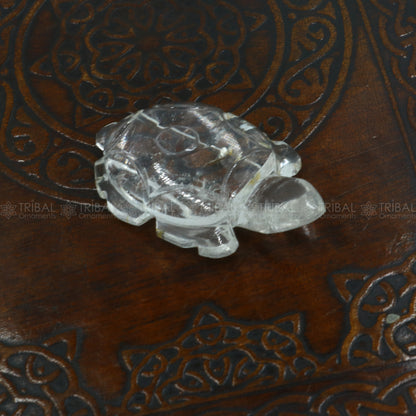 Natural sphatik crystal stone divine tortoise or turtle statue, amazing sphatik tortoise for wealth and prosperity art799 - TRIBAL ORNAMENTS