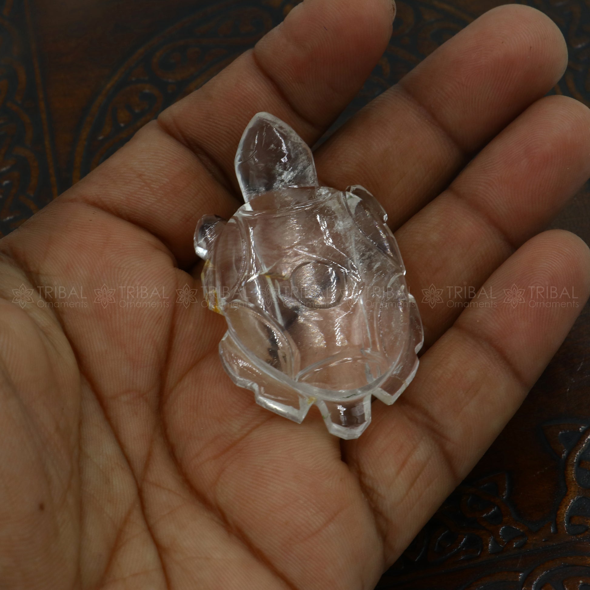 Natural sphatik crystal stone divine tortoise or turtle statue, amazing sphatik tortoise for wealth and prosperity art799 - TRIBAL ORNAMENTS