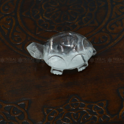 Natural sphatik crystal stone divine tortoise or turtle statue, amazing sphatik tortoise for wealth and prosperity art800 - TRIBAL ORNAMENTS