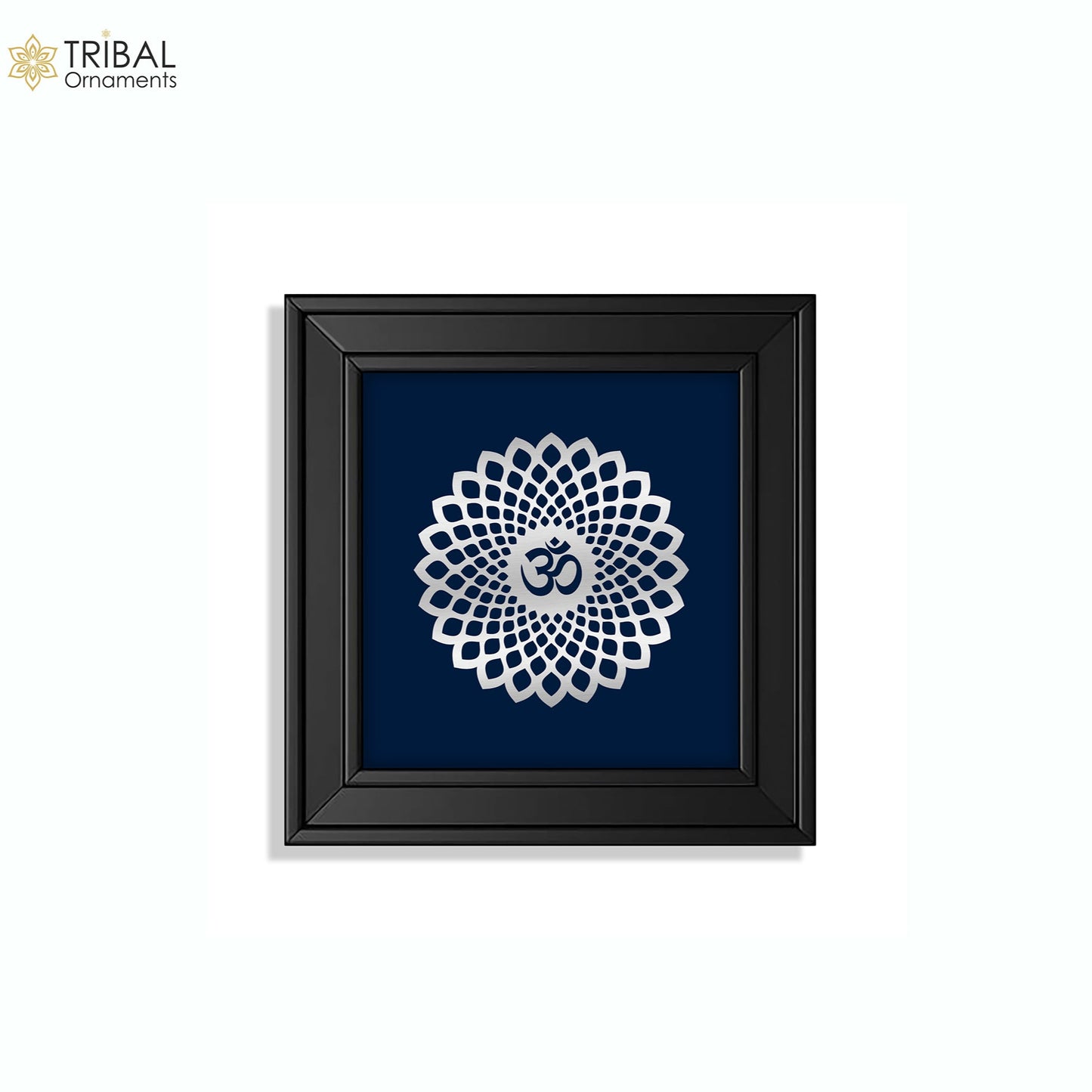 Om silver mandala style frame 925 sterling silver light weight gifting article sf32 - TRIBAL ORNAMENTS
