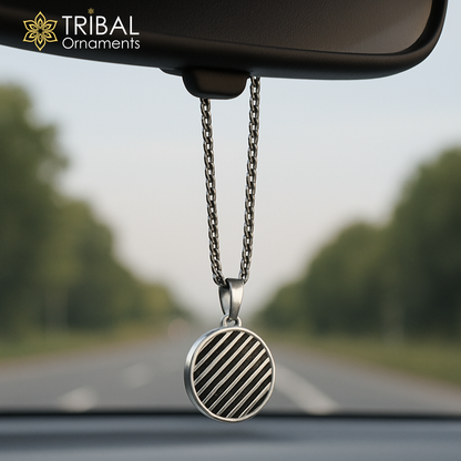 Unisex Orbit Code silver pendant made of 925 sterling silver with tribal design by Tribal Ornaments.