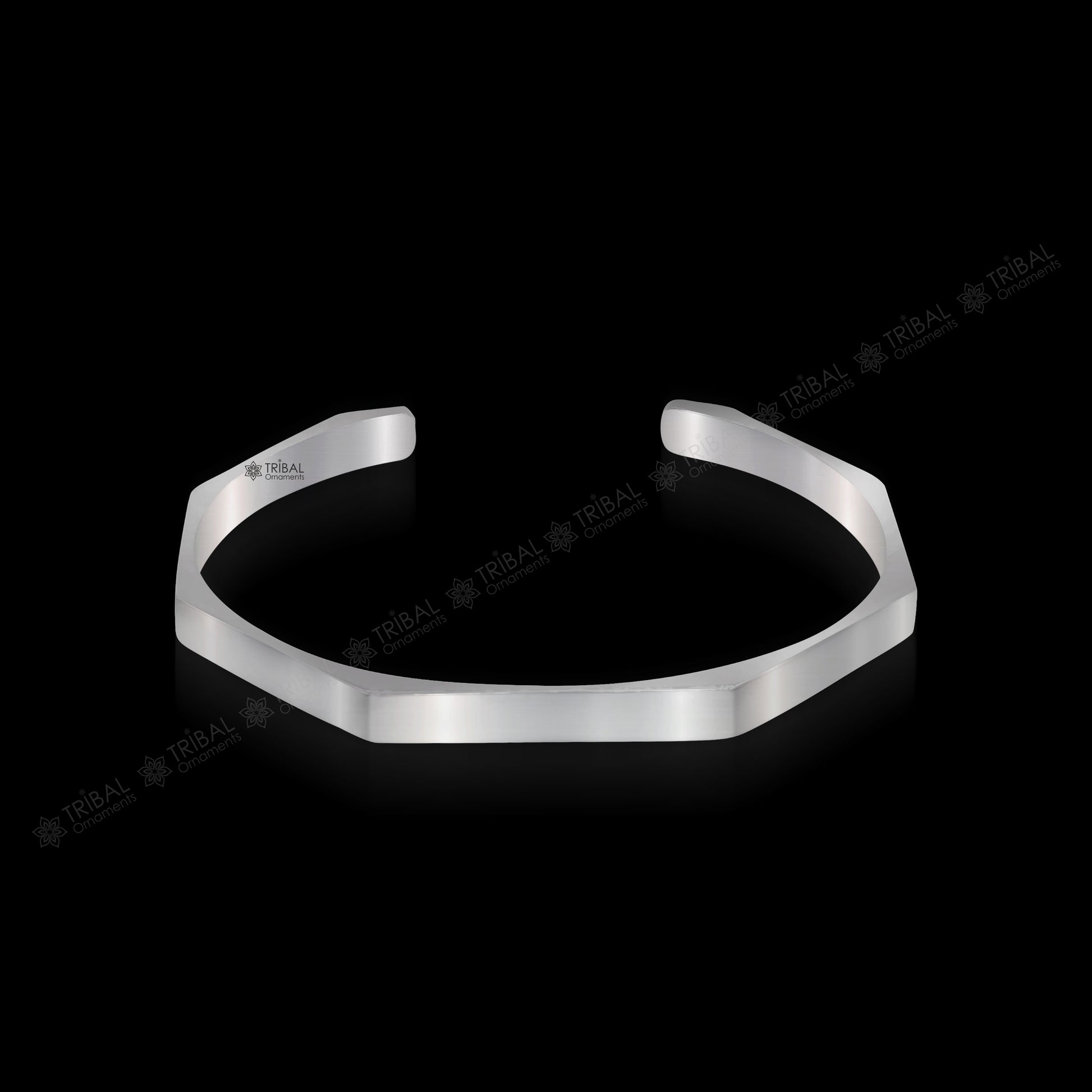 Shiny plain 925 sterling silver adjustable cuff bangle bracelet by TRIBAL ORNAMENTS, unisex jewelry, handcrafted, ideal for gifting