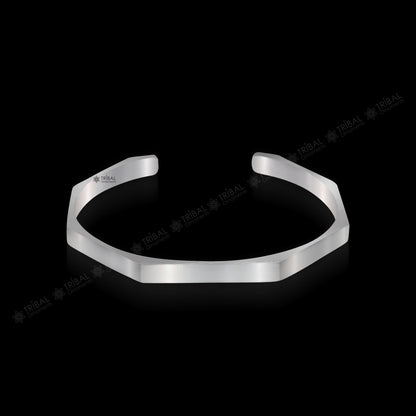 Shiny plain 925 sterling silver adjustable cuff bangle bracelet by TRIBAL ORNAMENTS, unisex jewelry, handcrafted, ideal for gifting