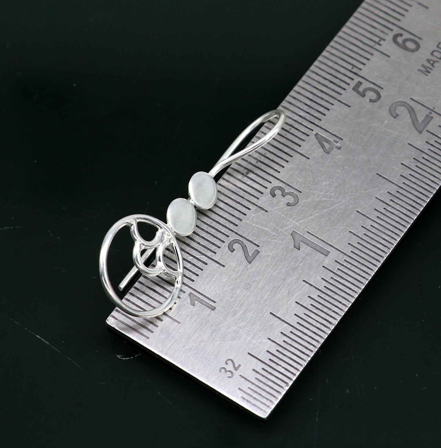 Tribal Ornaments Pure 925 sterling silver handmade circle hoop earring with stamped design, fashionable jewelry for girls.
